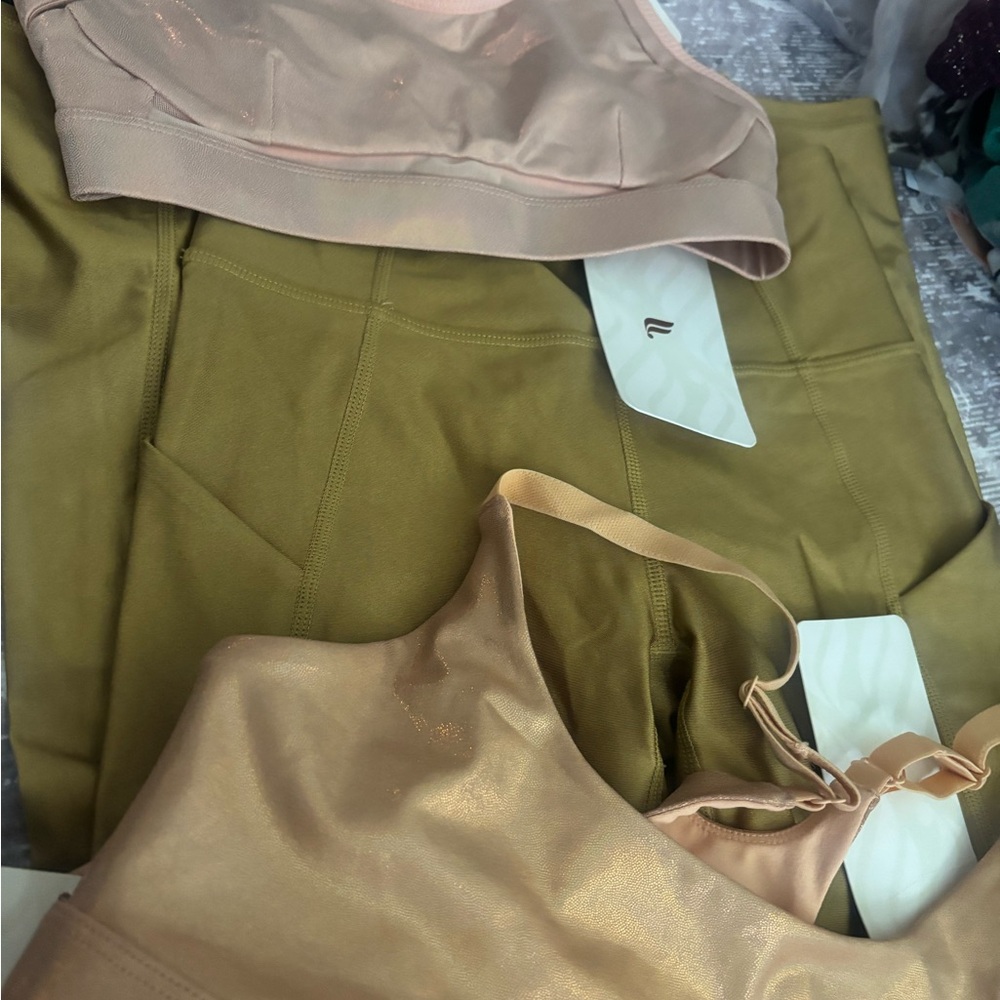 Fabletics Peach & Olive Twin Sports Bras - Picture 7 of 8